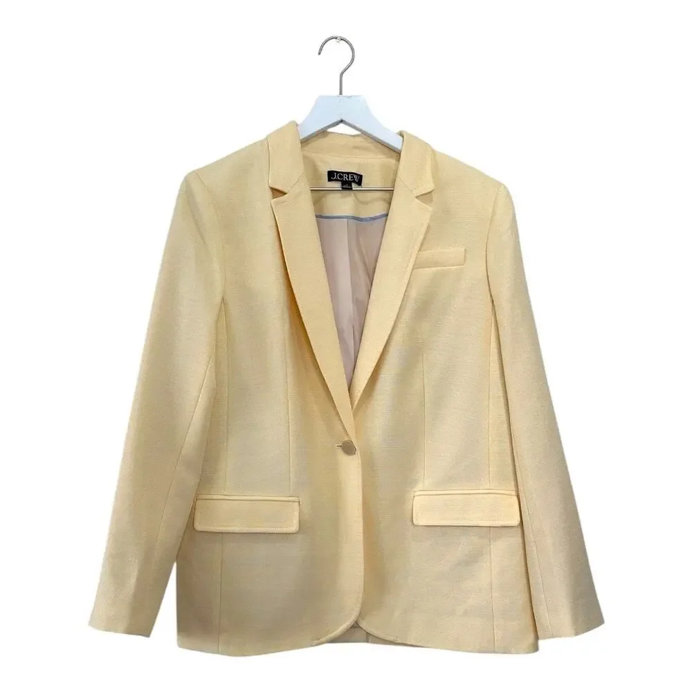 J.Crew Arden Blazer Luster Canvas Sweet Meringue Yellow Size 12